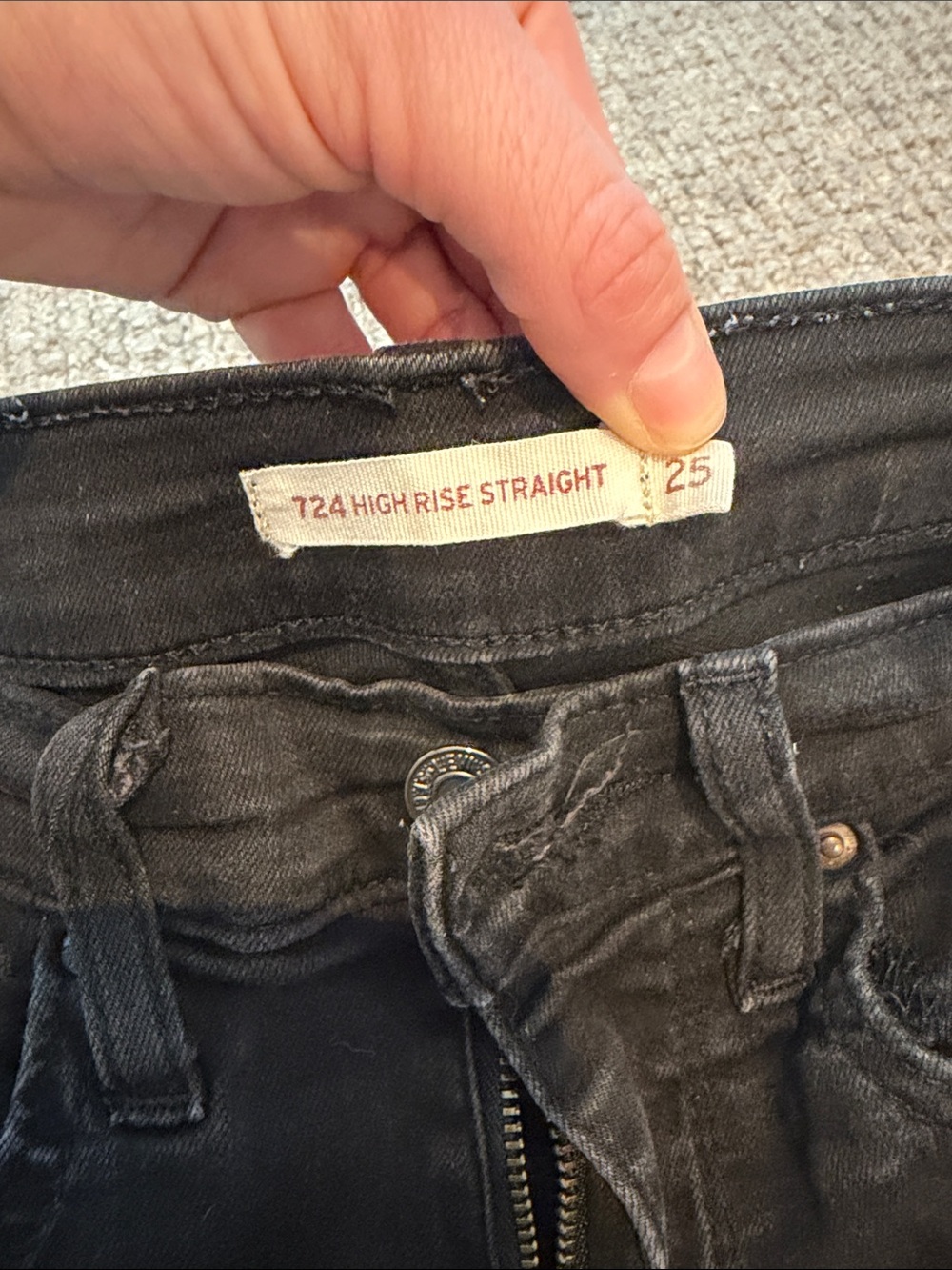 Levi's Black Straight-Leg Jeans with Raw Hem - Picture 2 of 5
